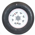15" White Spoke Wheel and Bias Tire ST22575D15D with a 6-5.5" Bolt Circle - 128697WT33B-PM