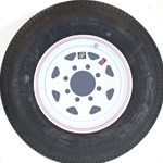 16" White Spoke and Radial Tire ST23580R16E with an 8-6.5" Bolt Circle - 128701WT52-PM