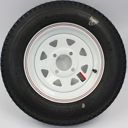 5.30X12 4PLY Four Lug White Spoke Wheel and LoadStar Tire - C141254WS