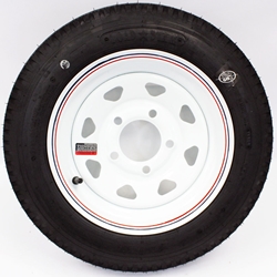 LoadStar 5-hole 12" x4" White Spoke Trailer Wheel and Tire 4.80-12 4ply