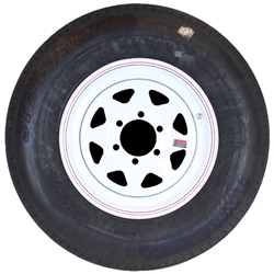 16" White Spoke Wheel and Radial Tire ST23580R16E with a 6-5.5" Bolt Circle - 128699WT52-PM