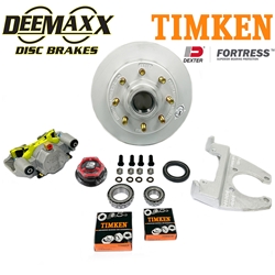 DeeMaxx® 8,000 lbs. Disc Brake Kit with 5/8" Studs for One Wheel with Maxx Coating Caliper, Timken® Bearings, Dexter® Fortress® Aluminum Cap - DM8KMAXX580-F-TK