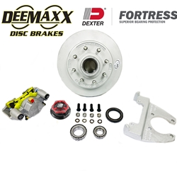 DeeMaxx® 8,000 lbs. Disc Brake Kit with 9/16" Studs for One Wheel with Maxx Coating Caliper and Dexter® Fortress® Aluminum Caps - DM8KMAXX916-F