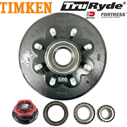TruRyde® 8-6.5" Bolt Circle 5/8" Trailer Hub/Drum with Timken® Bearings and Dexter® Fortress® Aluminum Oil Cap for an 8,000 lbs. Trailer Axle - RVD8K865580-F-TK