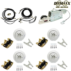 MAXX KIT Hydraulic Actuator 3,500 lbs. Slip Over Disc Brake Kit for a Tandem Axle with Gold Zinc Calipers - DMK35RG2ACT